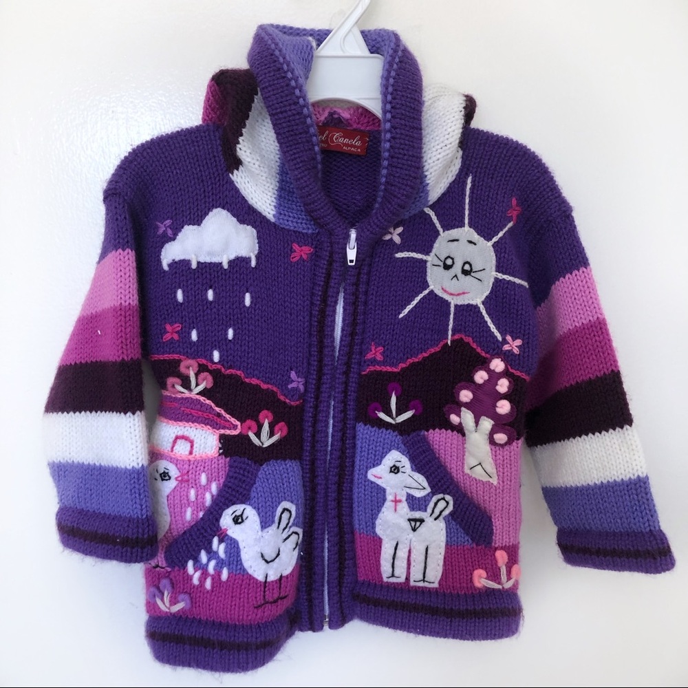 Piel Canela 100% Peru Alpaca Kids Hoodie, size 2